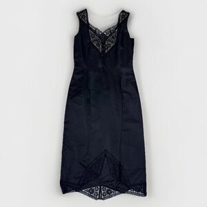 LeLa rose Black Lace Trim Satin Slip Dress size 8 Whimsigoth Dark Romance